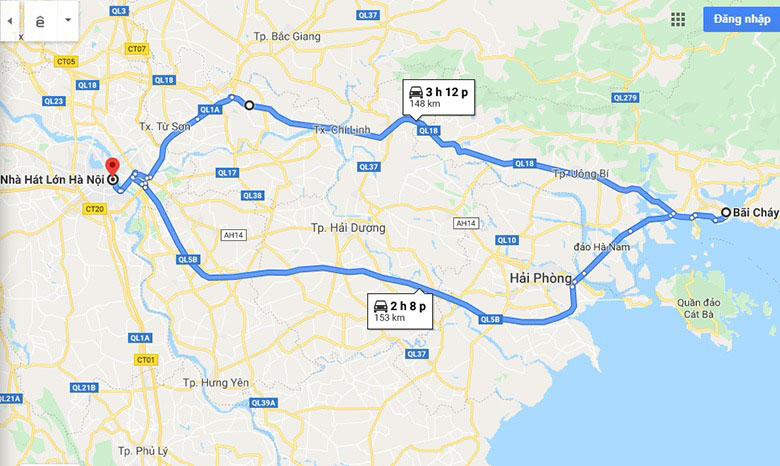 Hanoi to Halong route
